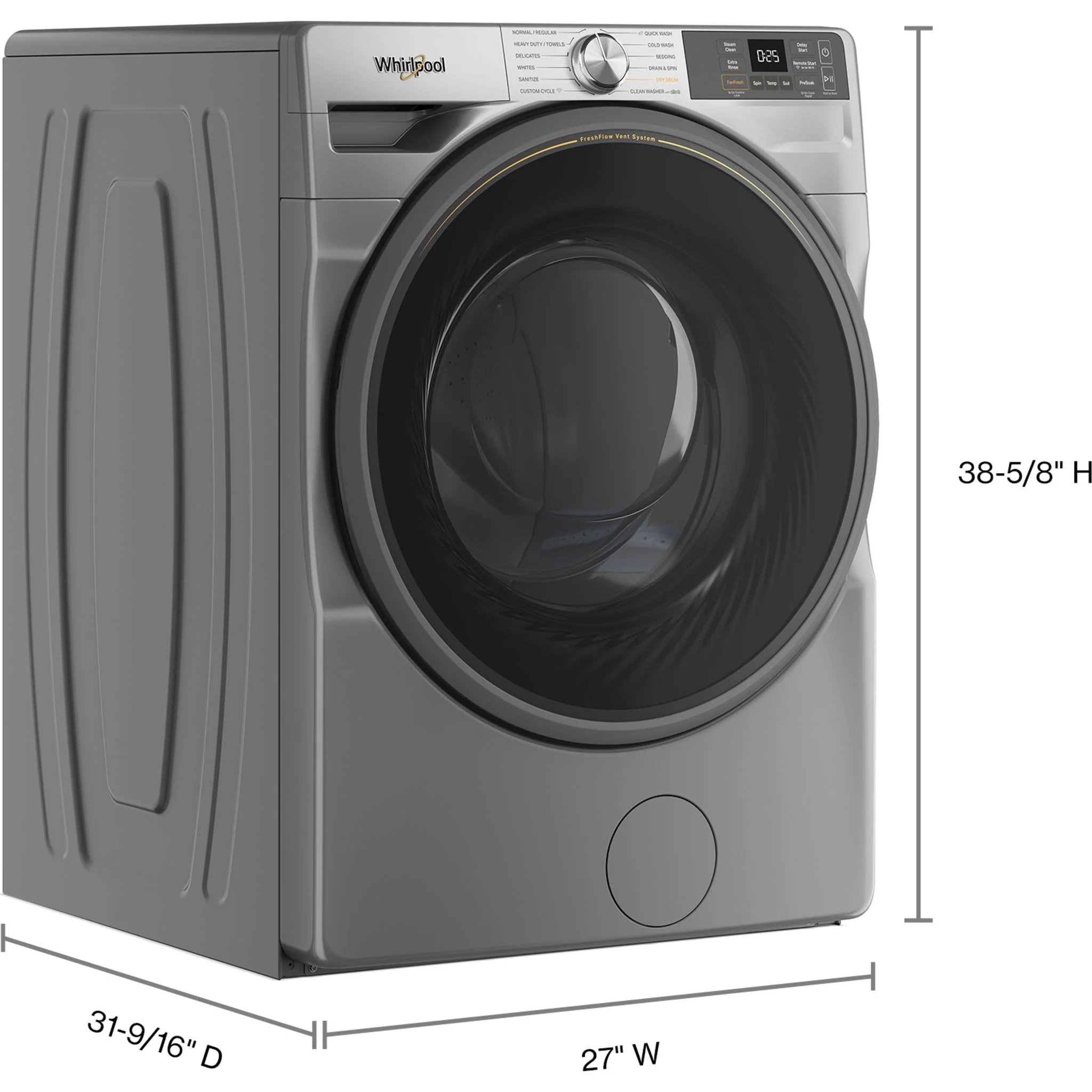 Whirlpool 5.2 cu. ft. Smart Front Load ENERGY STAR Certified Washer with FreshFlowVent System -Radiant Silver (WFW5720RR) - Image 13