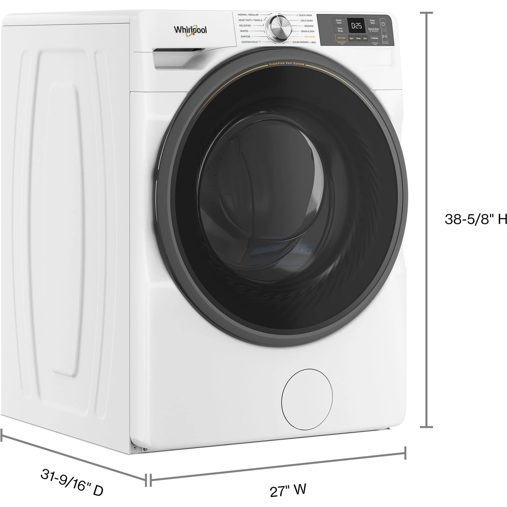 Whirlpool 5.2 cu. ft. Smart Front Load ENERGY STAR Certified Washer with FreshFlowVent System -White (WFW5720RW) - Image 4