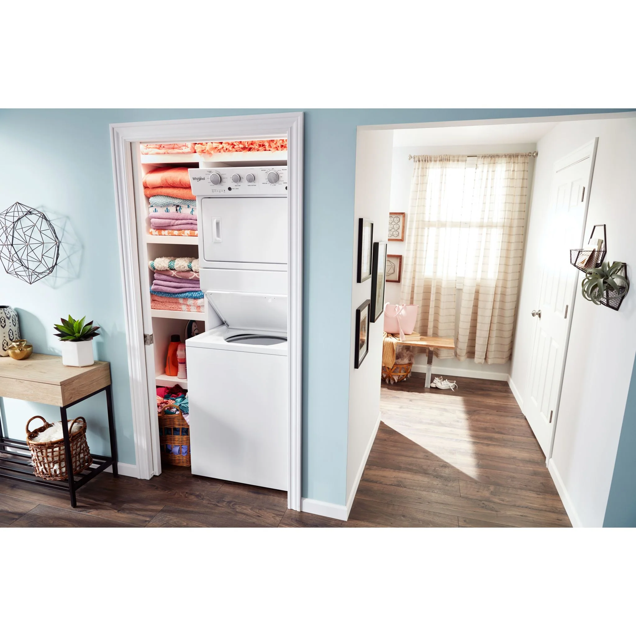 Whirlpool 4.0 cu.ft I.E.C. Gas Stacked Laundry Center 9 Wash cycles and AutoDryâ„¢ -White (WGT4027HW) - Image 9