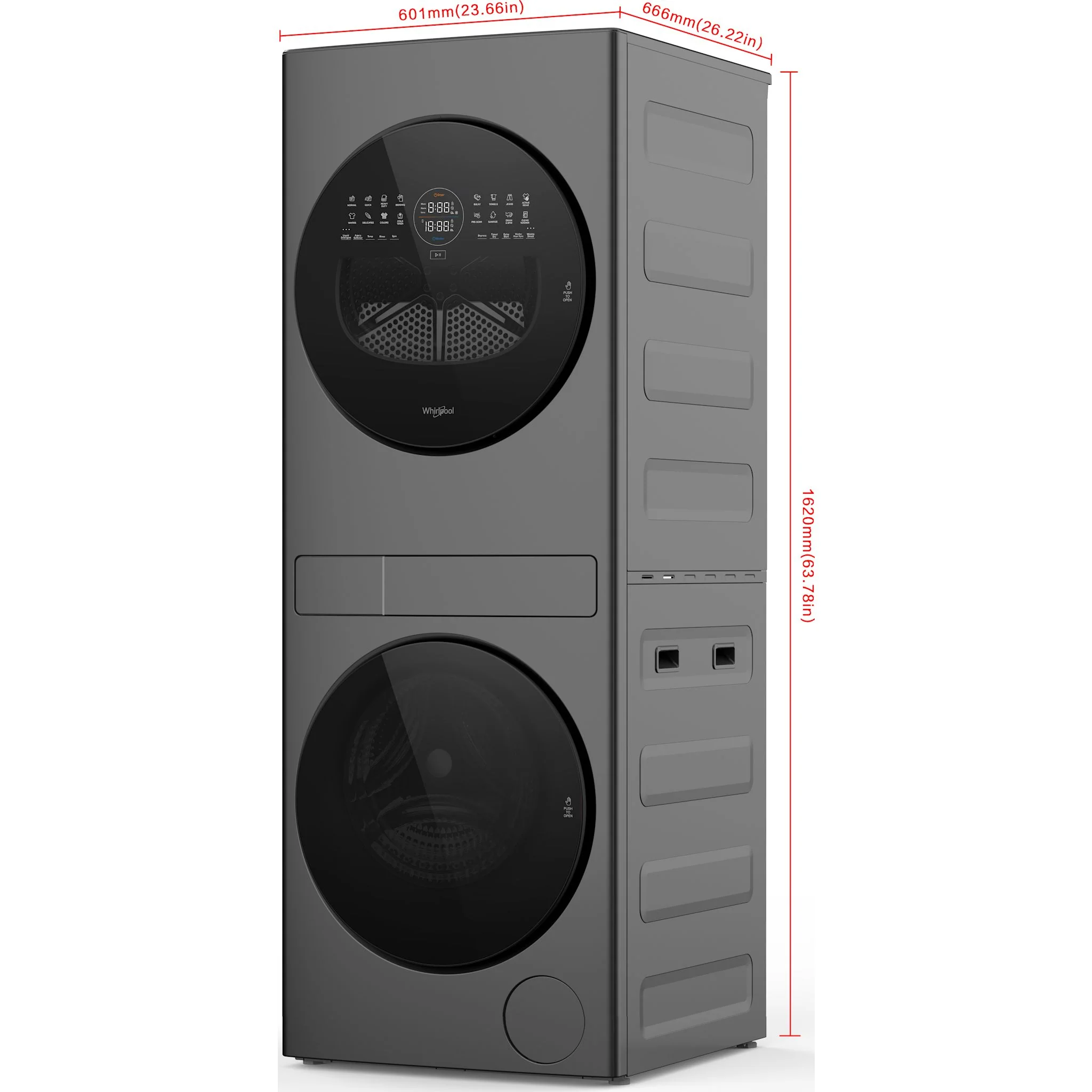 Whirlpool 24-in Compact ENERGY STAR Certified Ventless Heat Pump Laundry Tower with 3.2-cu ft Washer and Electric 4.3-cu ft Dryer -Titanium Metallic (YWFH5424SJ) - Image 3