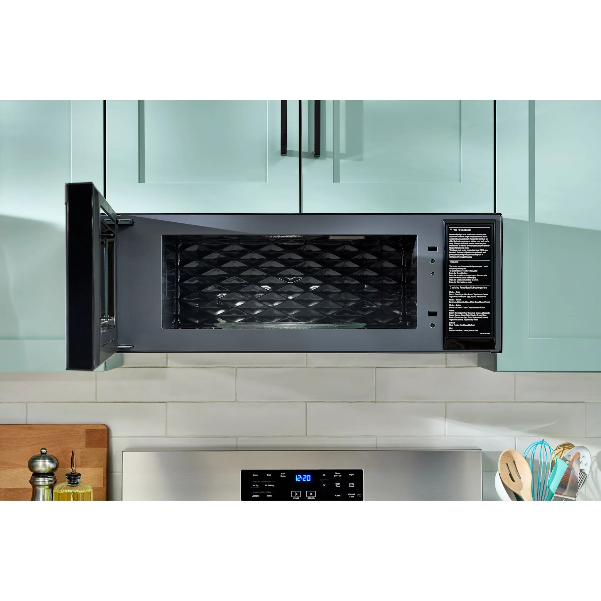 Whirlpool 1.1 cu. ft. Smart Low Profile Microwave Hood Combination with 450 CRM 4-Speed Venting -Black Stainless Finish (YWMML5530RV) - Image 6