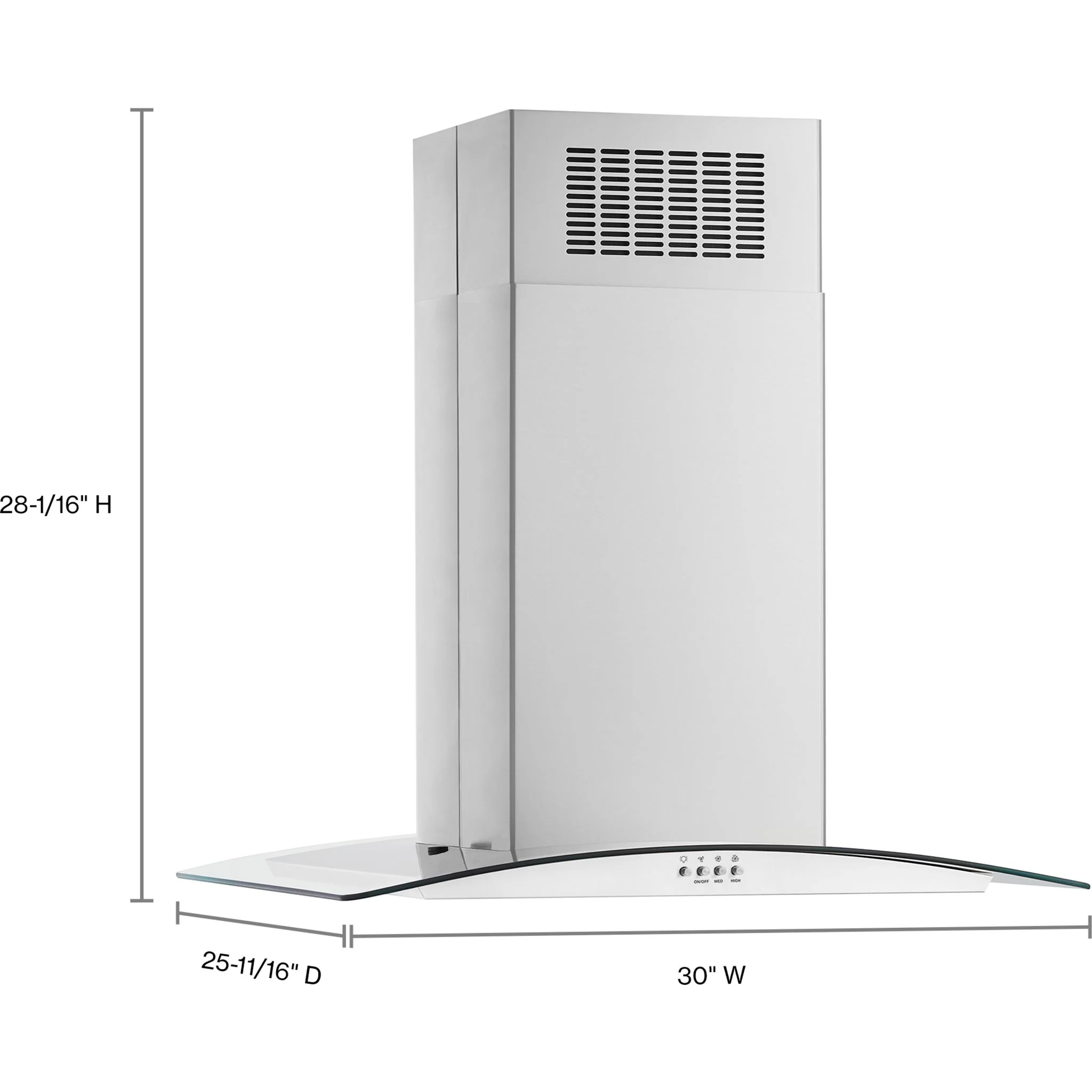Whirlpool 30" cu..rved Glass Island Mount Range Hood (WVI51UC0LS) - Image 2