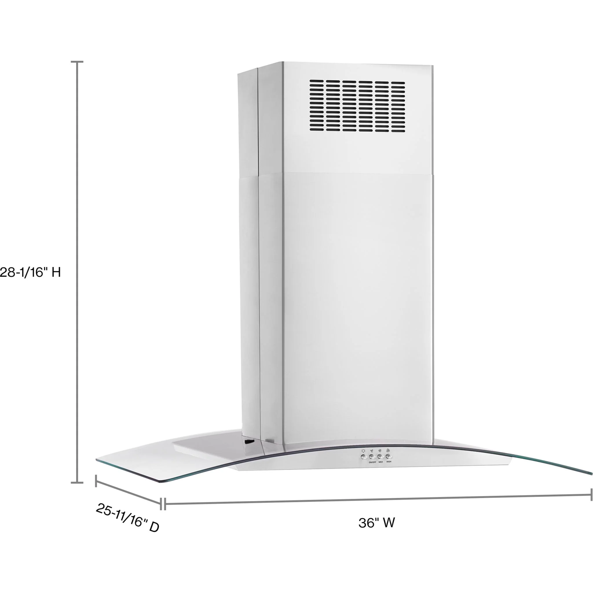 Whirlpool 36" cu..rved Glass Island Mount Range Hood (WVI51UC6LS) - Image 2
