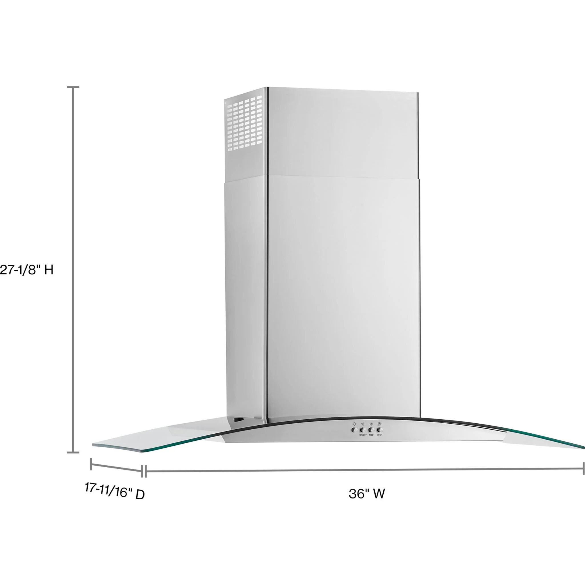 Whirlpool 36" cu..rved Glass Wall Mount Range Hood (WVW51UC6LS) - Image 2