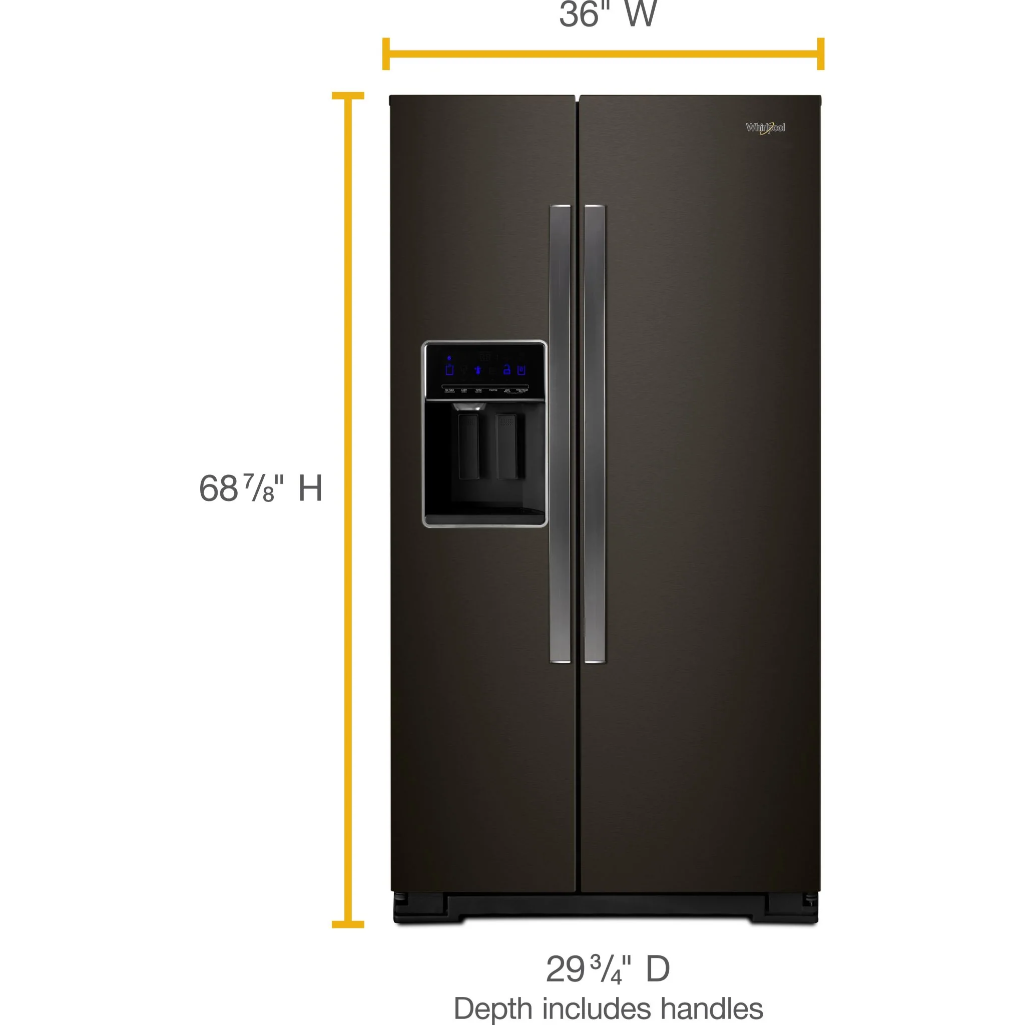 Whirlpool 36" Wide Counter Depth Side-by-Side Refrigerator - 21 cu. ft. - Black Stainless (WRS571CIHV) - Image 5