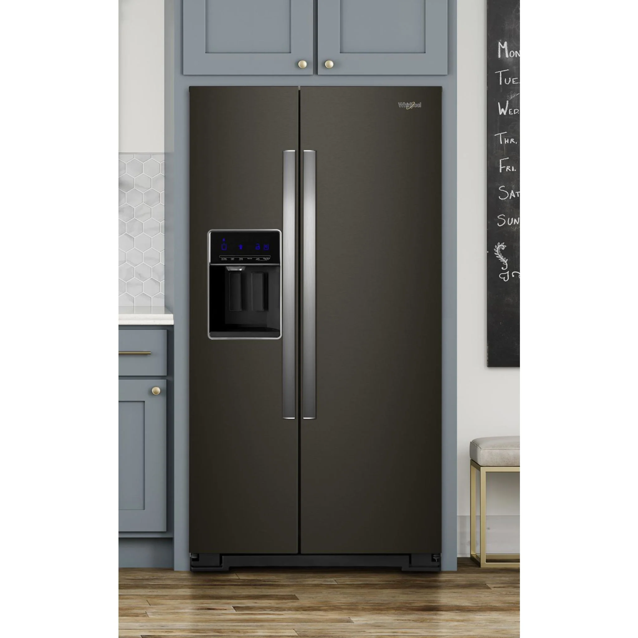 Whirlpool 36" Wide Counter Depth Side-by-Side Refrigerator - 21 cu. ft. - Black Stainless (WRS571CIHV) - Image 8