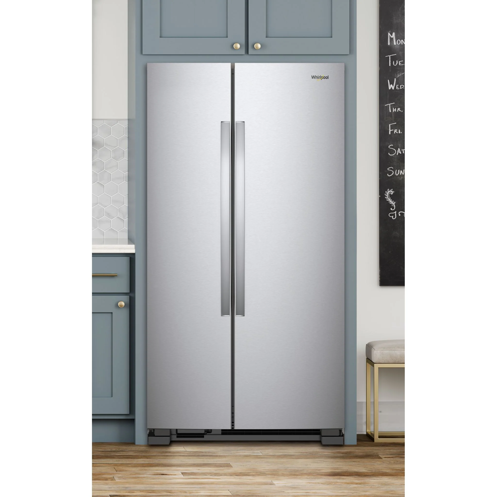 Whirlpool 33-inch Wide Side-by-Side Refrigerator - 22 cu. ft. -Monochromatic Stainless Steel (WRS312SNHM) - Image 2