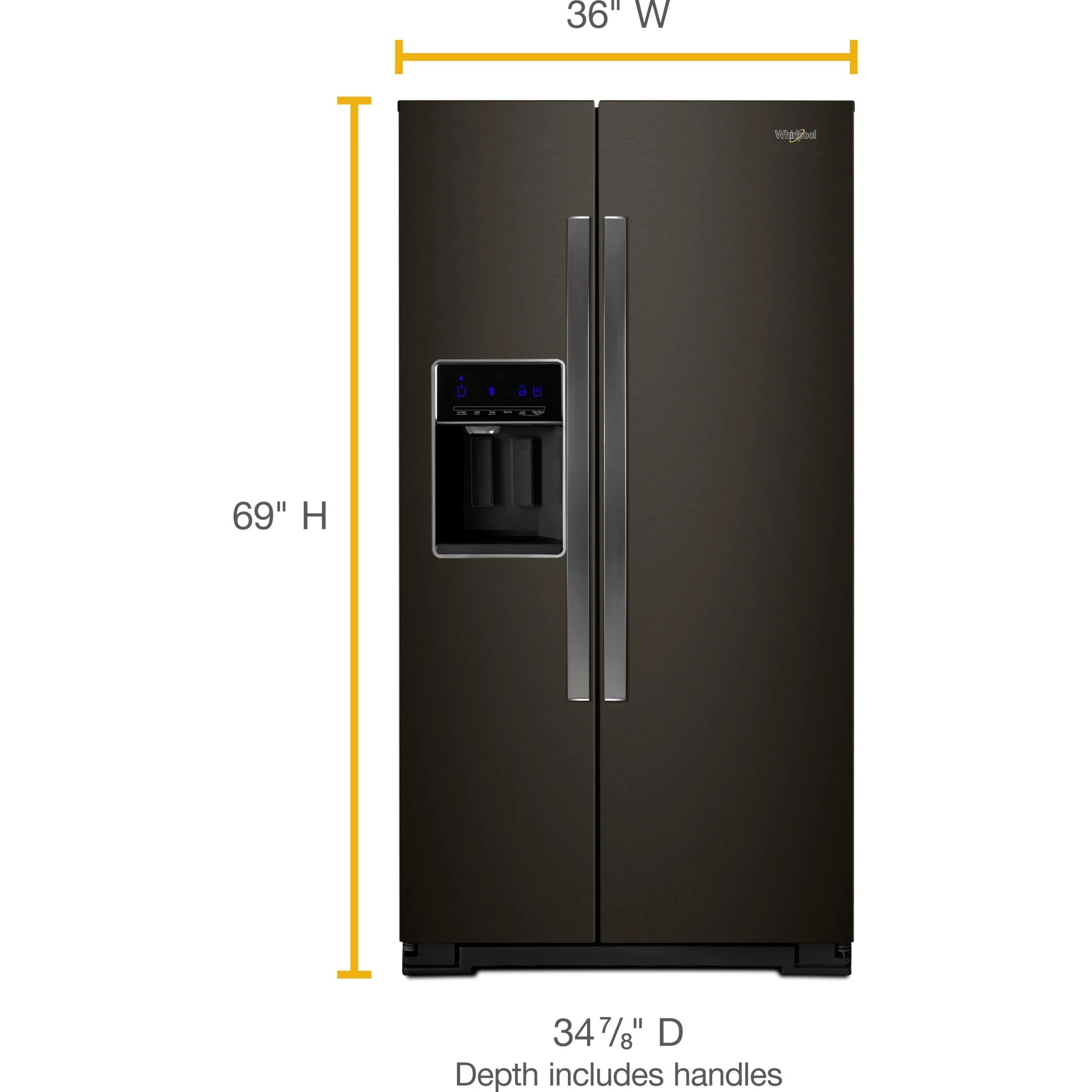 Whirlpool 36" Wide Side-by-Side Refrigerator - 28 cu. ft. - Black Stainless (WRS588FIHV) - Image 3