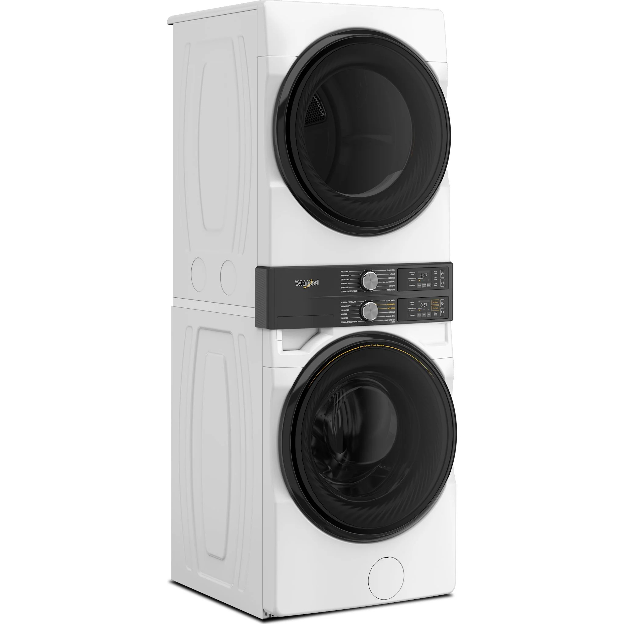 Whirlpool Smart ENERGY STAR® Front Load Laundry Tower with FreshFlowTM Vent System and UV Clean Technology 5.2 cu. ft. I.E.C. Washer & 7.4 cu. ft. Electric Dryer - White (YWEF5727TW) - Image 3