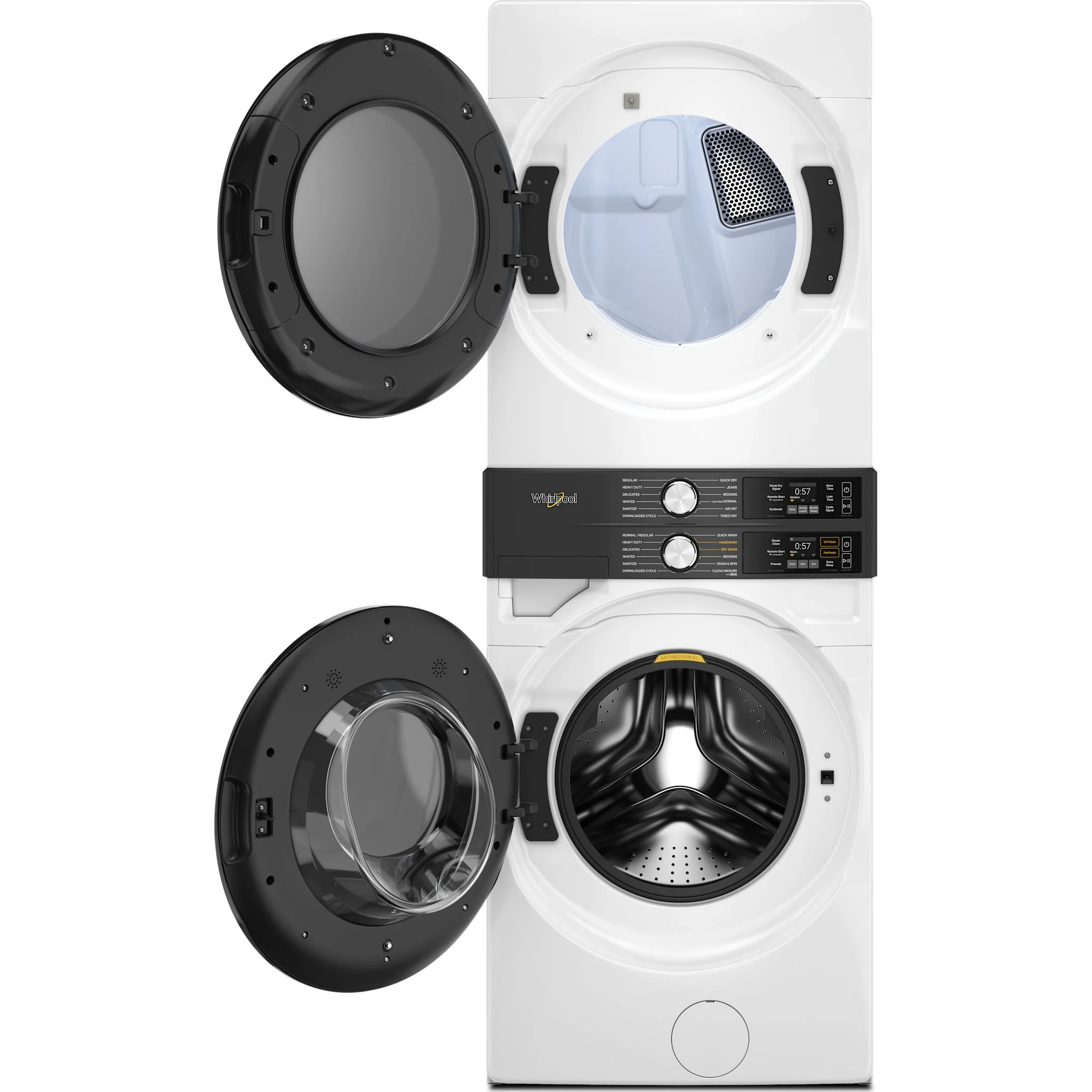Whirlpool Smart ENERGY STAR® Front Load Laundry Tower with FreshFlowTM Vent System and UV Clean Technology 5.2 cu. ft. I.E.C. Washer & 7.4 cu. ft. Electric Dryer - White (YWEF5727TW) - Image 4