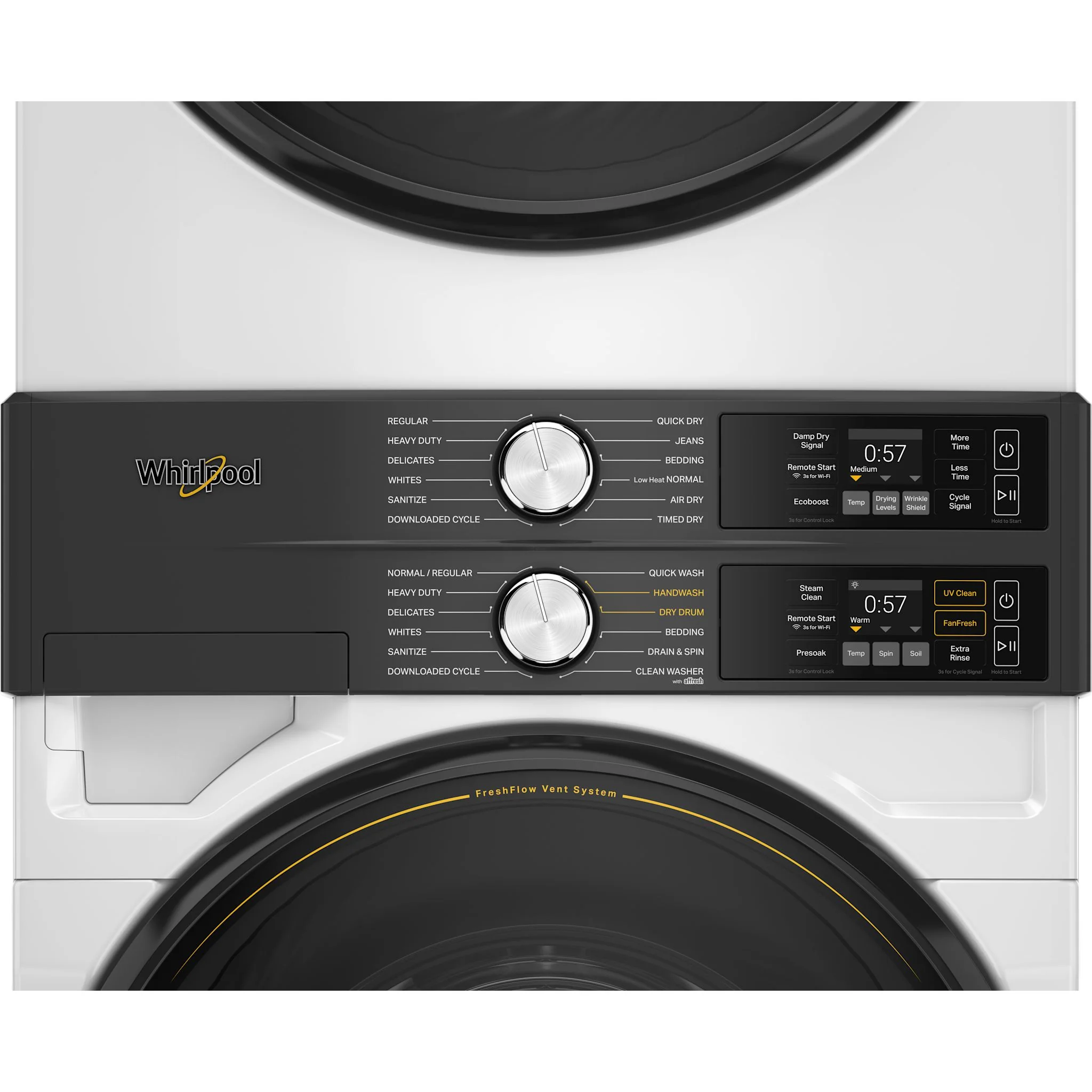 Whirlpool Smart ENERGY STAR® Front Load Laundry Tower with FreshFlowTM Vent System and UV Clean Technology 5.2 cu. ft. I.E.C. Washer & 7.4 cu. ft. Electric Dryer - White (YWEF5727TW) - Image 5