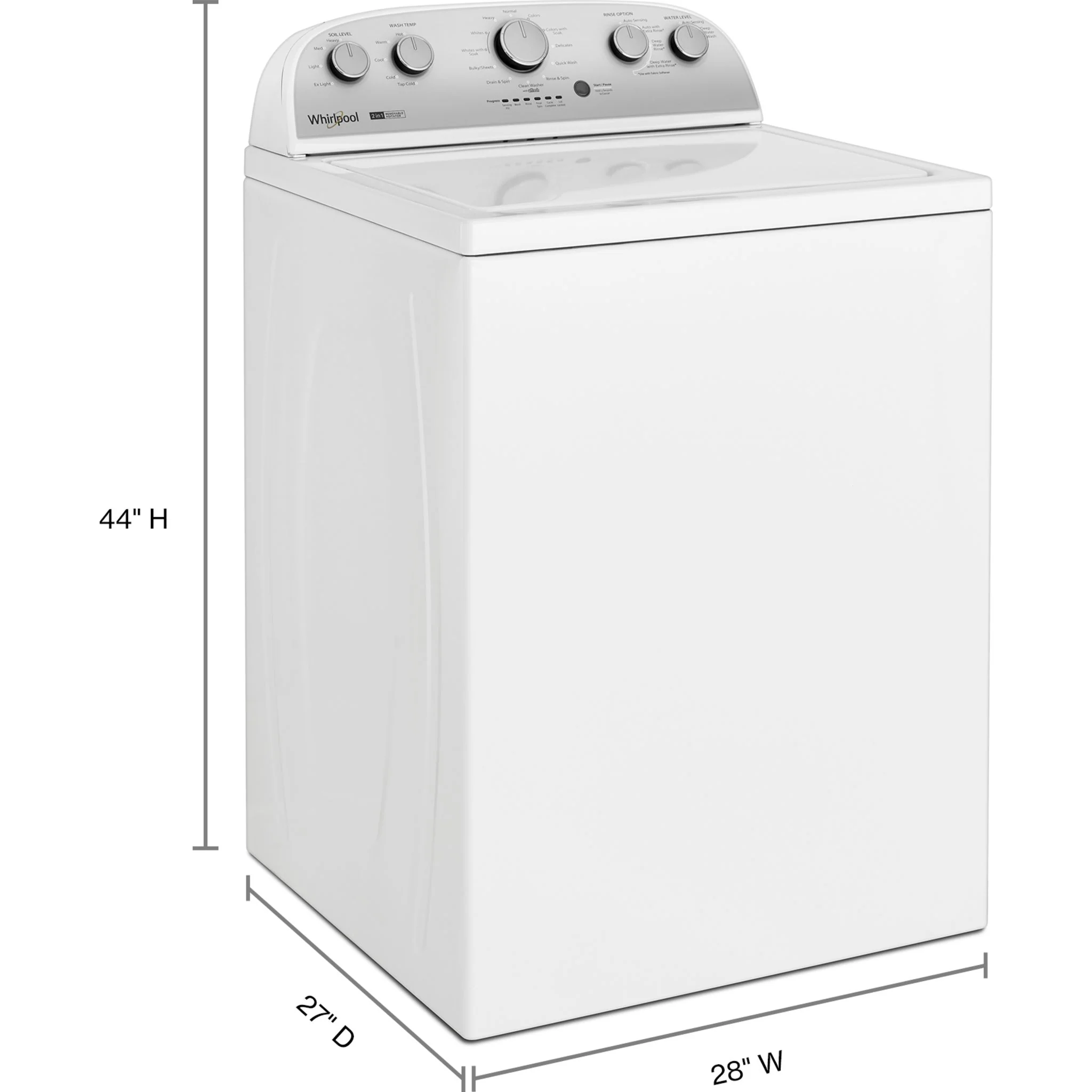 Whirlpool 4.5 cu.ft.  Top Load Washer with Removable Agitator - White (WTW4957PW) - Image 4