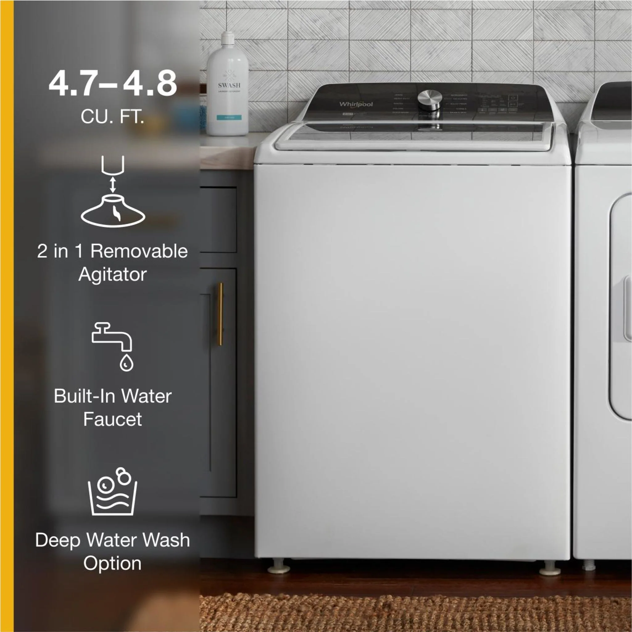 Whirlpool 5.4 - 5.5 Cu. Ft. Capacity Top Load Washer with Removable Agitator -White (WTW5057LW) - Image 41