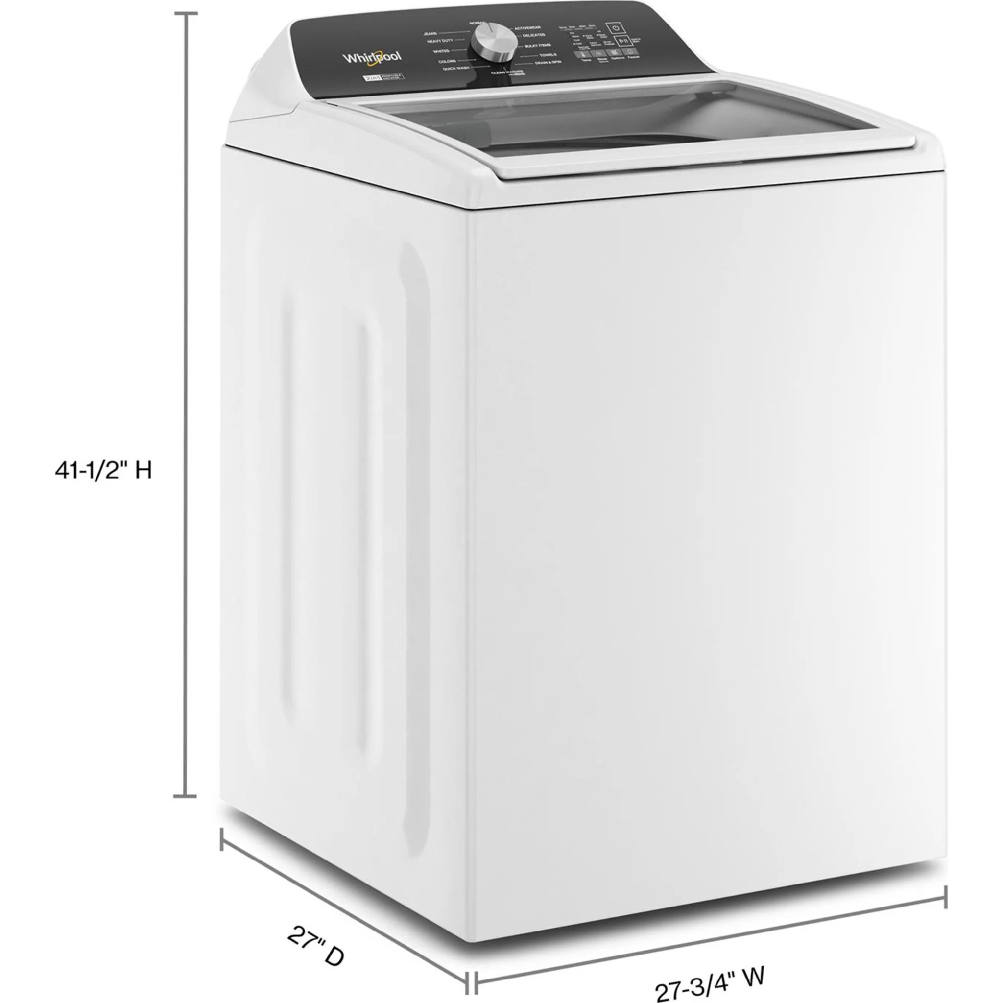 Whirlpool 5.4 - 5.5 Cu. Ft. Capacity Top Load Washer with Removable Agitator -White (WTW5057LW) - Image 54
