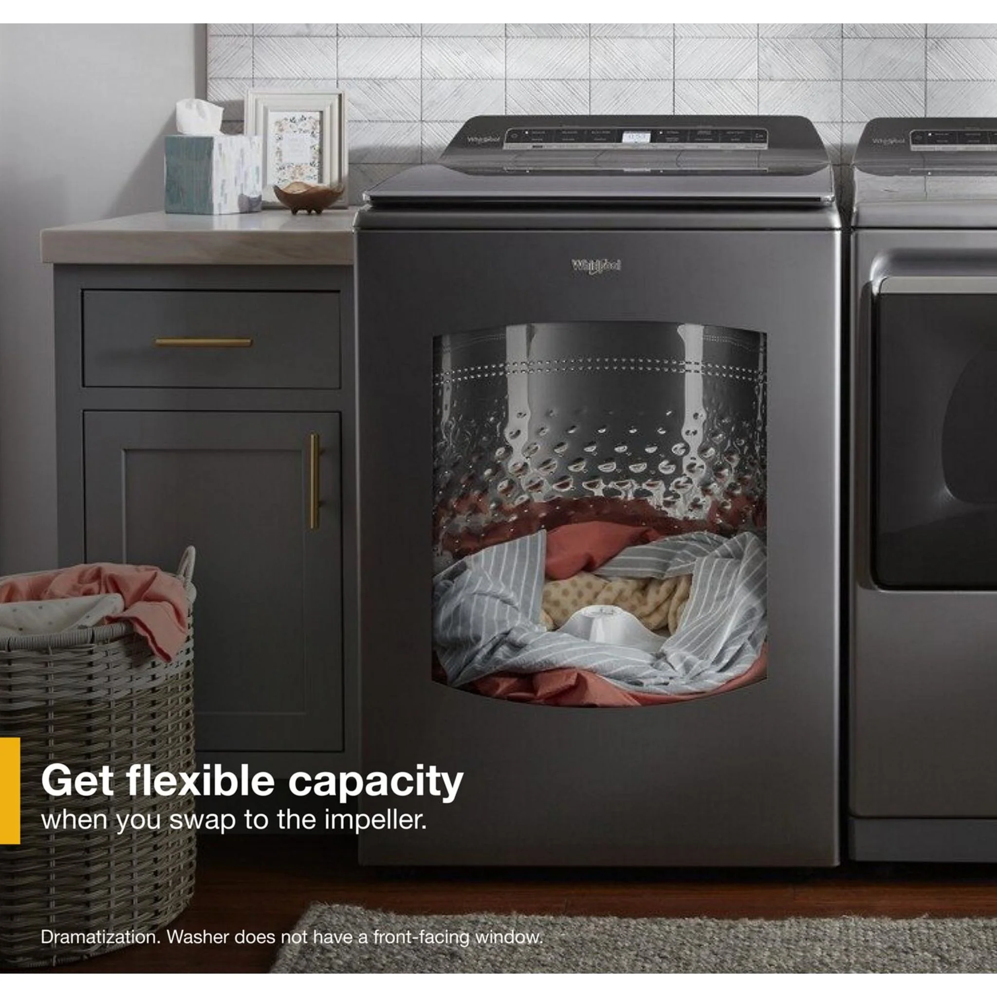 Whirlpool 6.0 - 6.1 cu. ft.(IEC) Top Load Washer with 2 in 1 Removable Agitator -Chrome Shadow (WTW8127LC) - Image 3