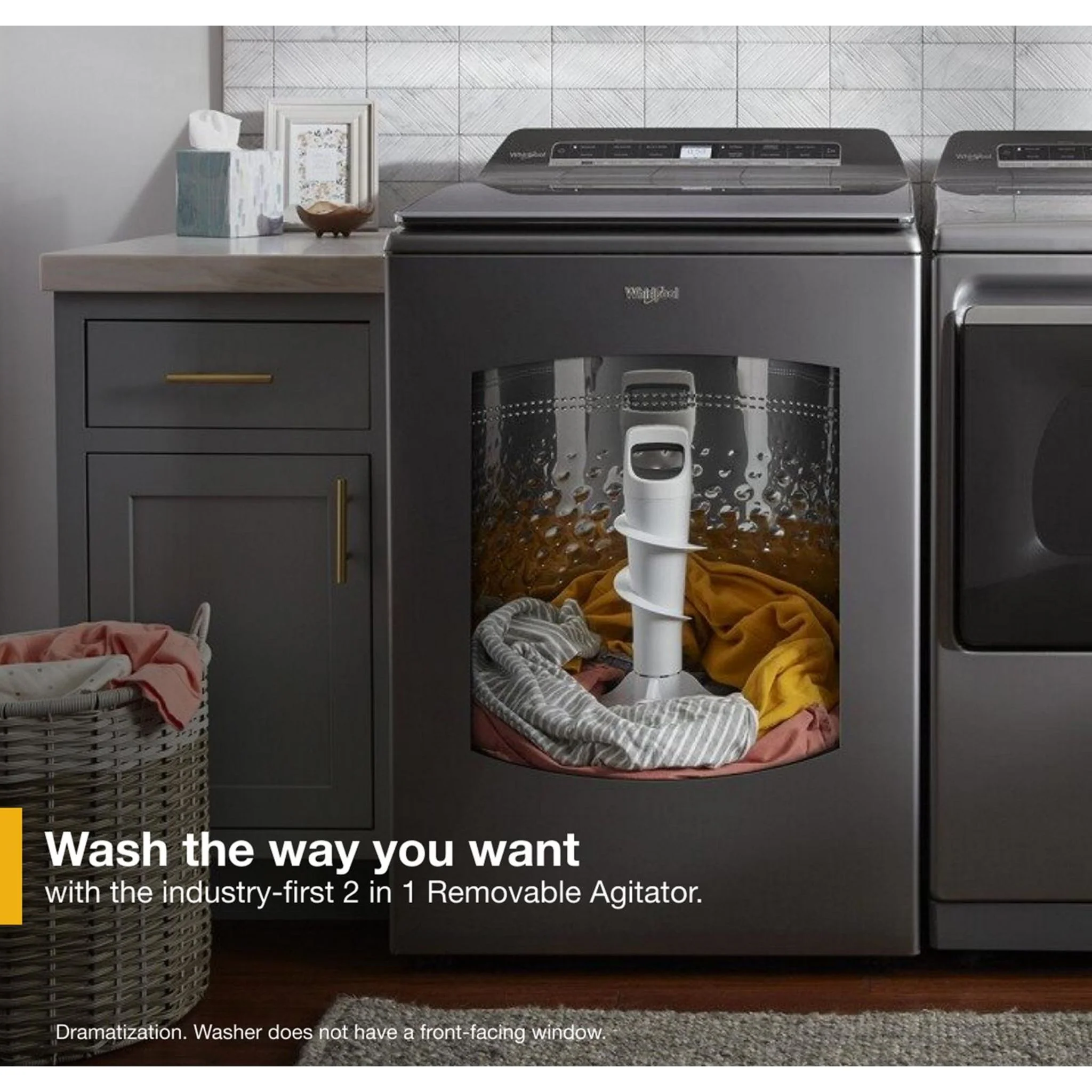 Whirlpool 6.0 - 6.1 cu. ft.(IEC) Top Load Washer with 2 in 1 Removable Agitator -Chrome Shadow (WTW8127LC) - Image 8