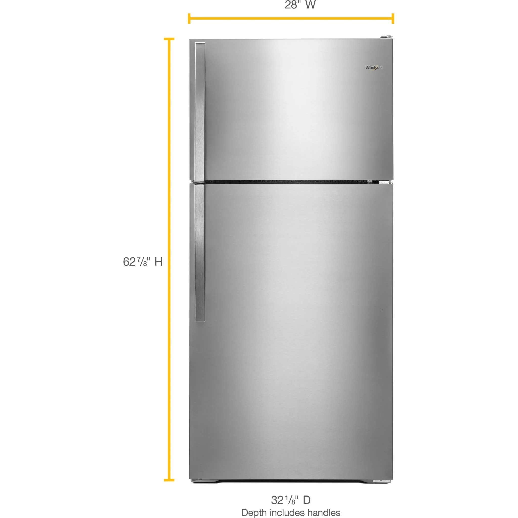 Whirlpool 28-inch Wide Top Freezer Refrigerator - 14 cu. ft. -Monochromatic Stainless Steel (WRT134TFDM) - Image 2