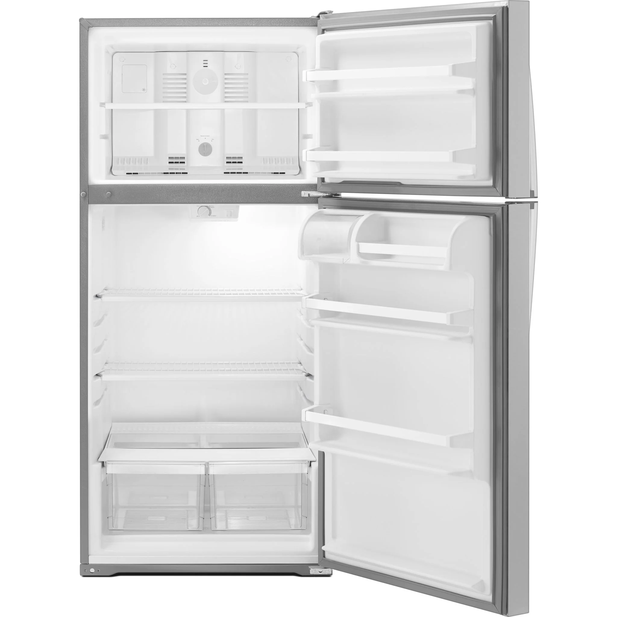 Whirlpool 28-inch Wide Top Freezer Refrigerator - 14 cu. ft. -Monochromatic Stainless Steel (WRT134TFDM) - Image 3