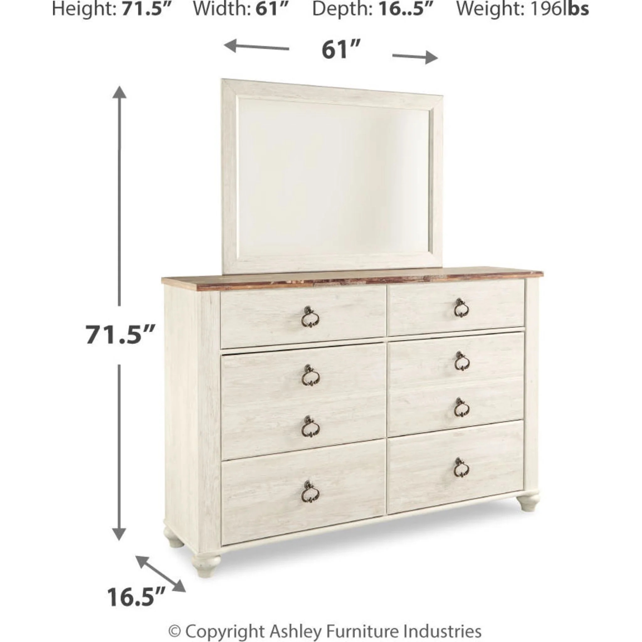 Willowton Dresser and Mirror - Image 17