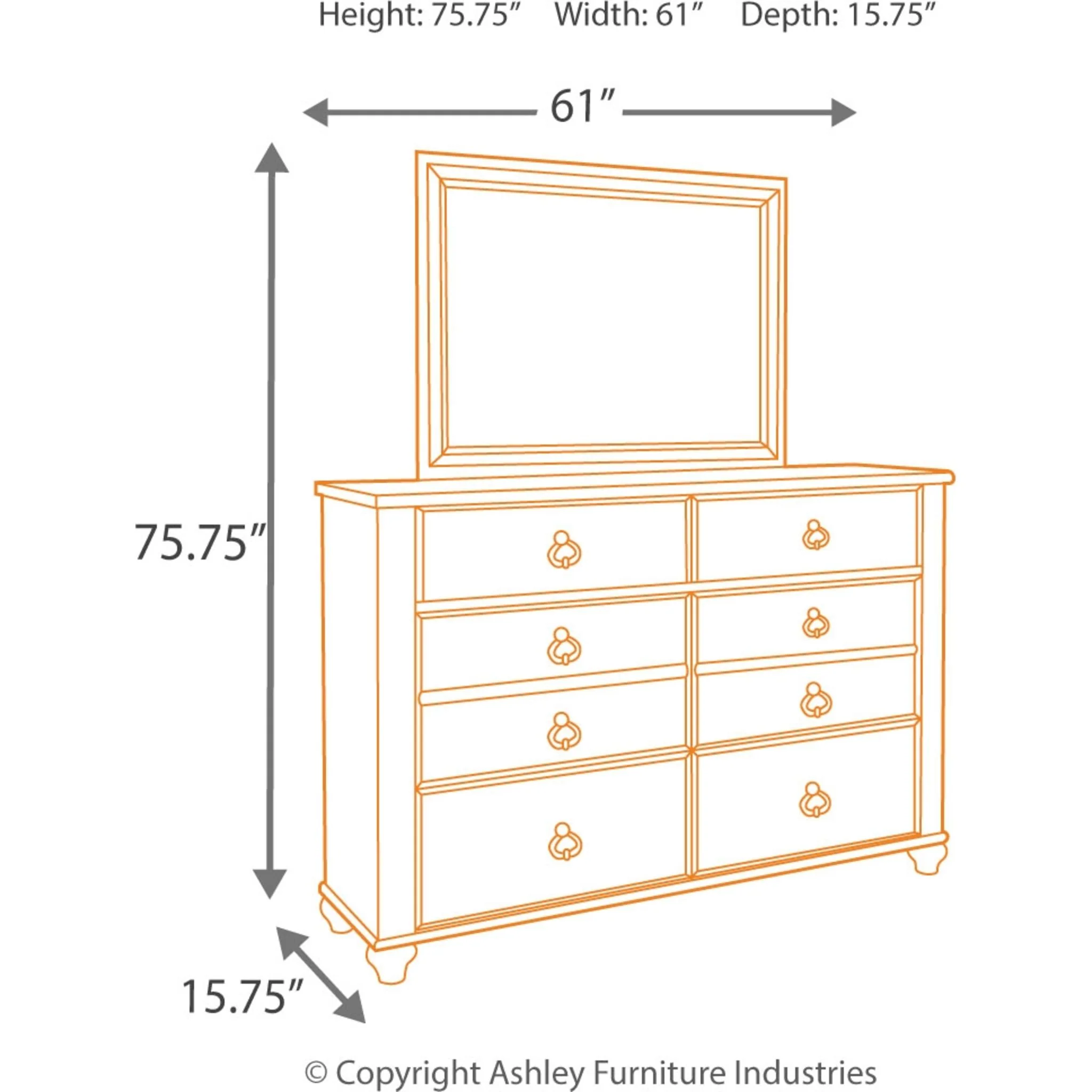 Willowton Dresser and Mirror - Image 4
