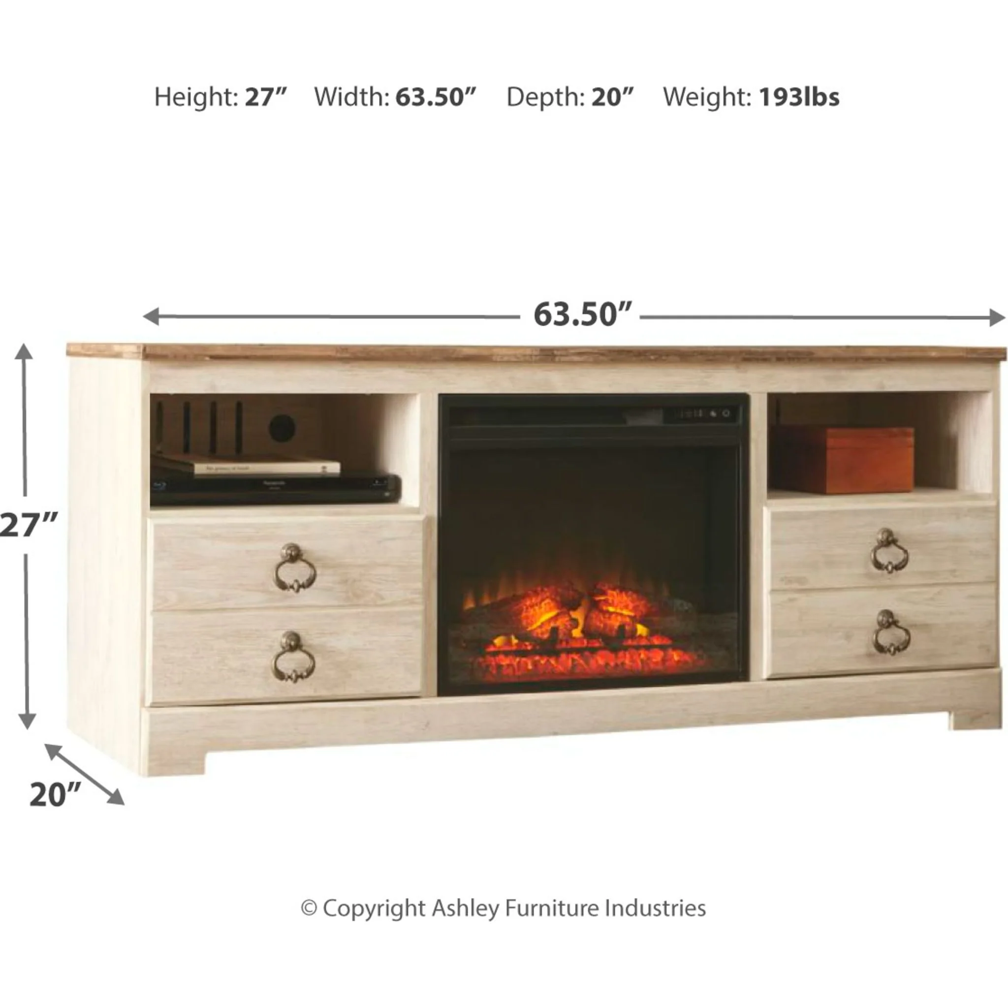 Willowton TV Stand with Fireplace - Image 4