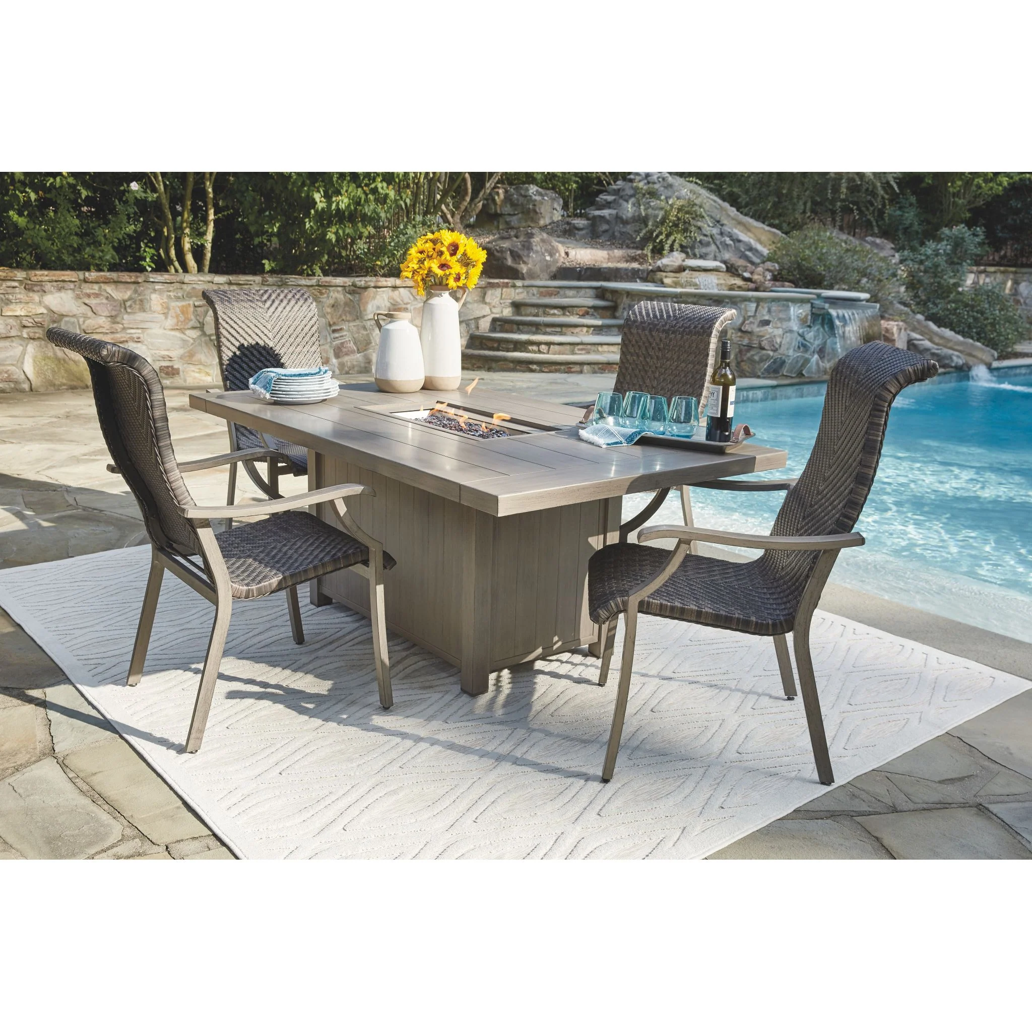 Windon Barn 5 Piece Outdoor Firepit Chat Set Brown - Image 2