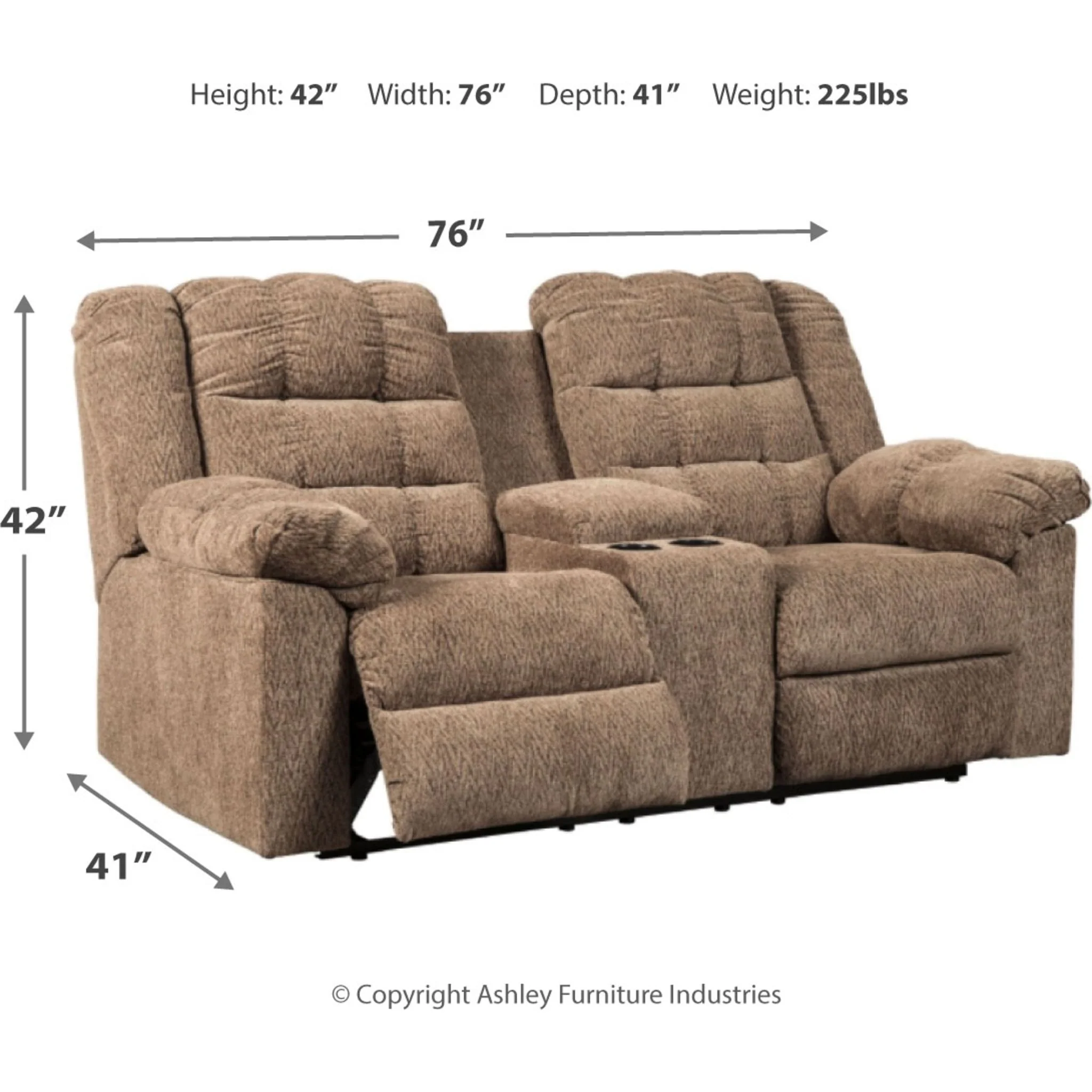 Workhorse Reclining Loveseat with Console - Image 6