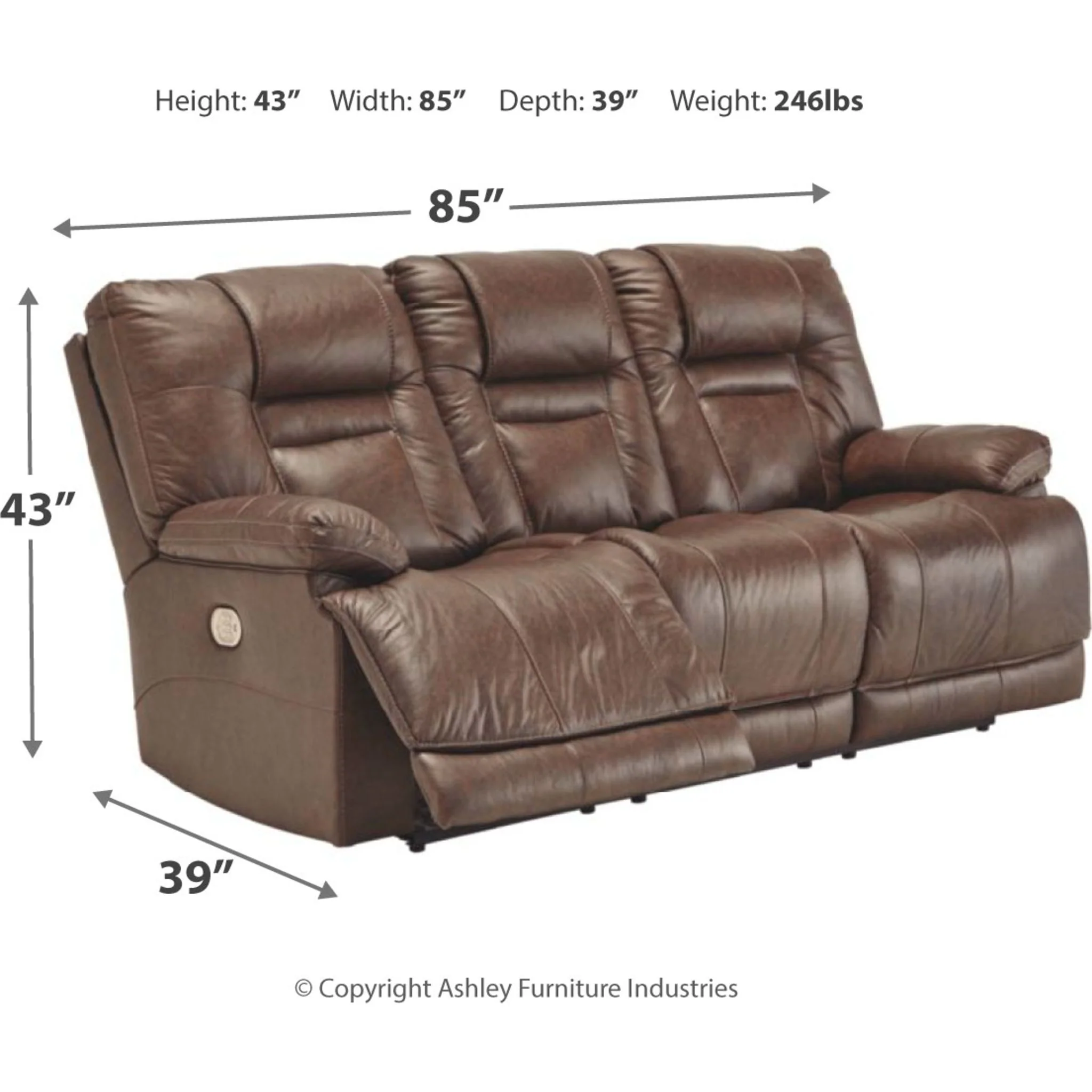 Wurstrow Power Reclining Sofa with Adjustable Headrest - Image 4