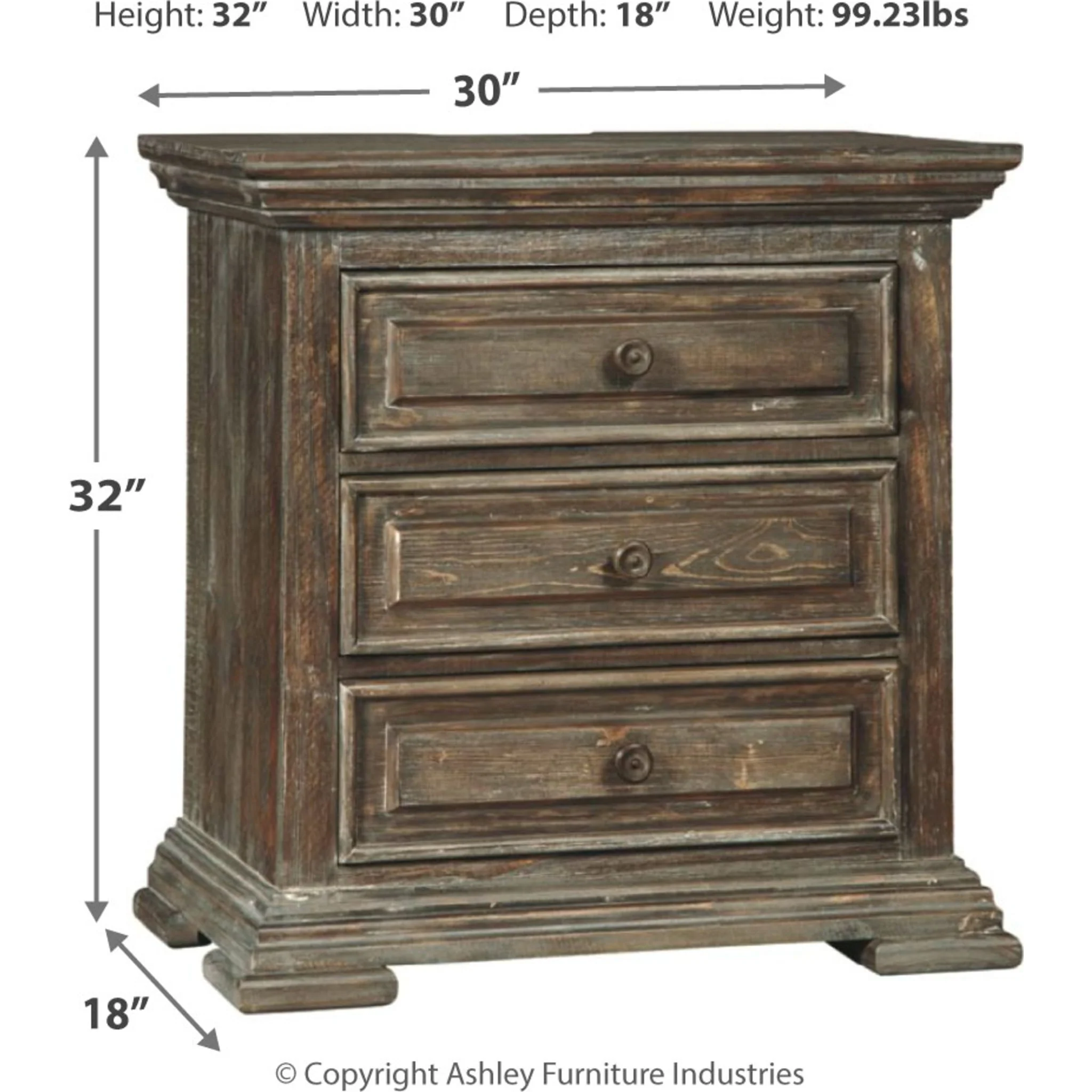 Wyndahl Three Drawer Nightstand - Image 5