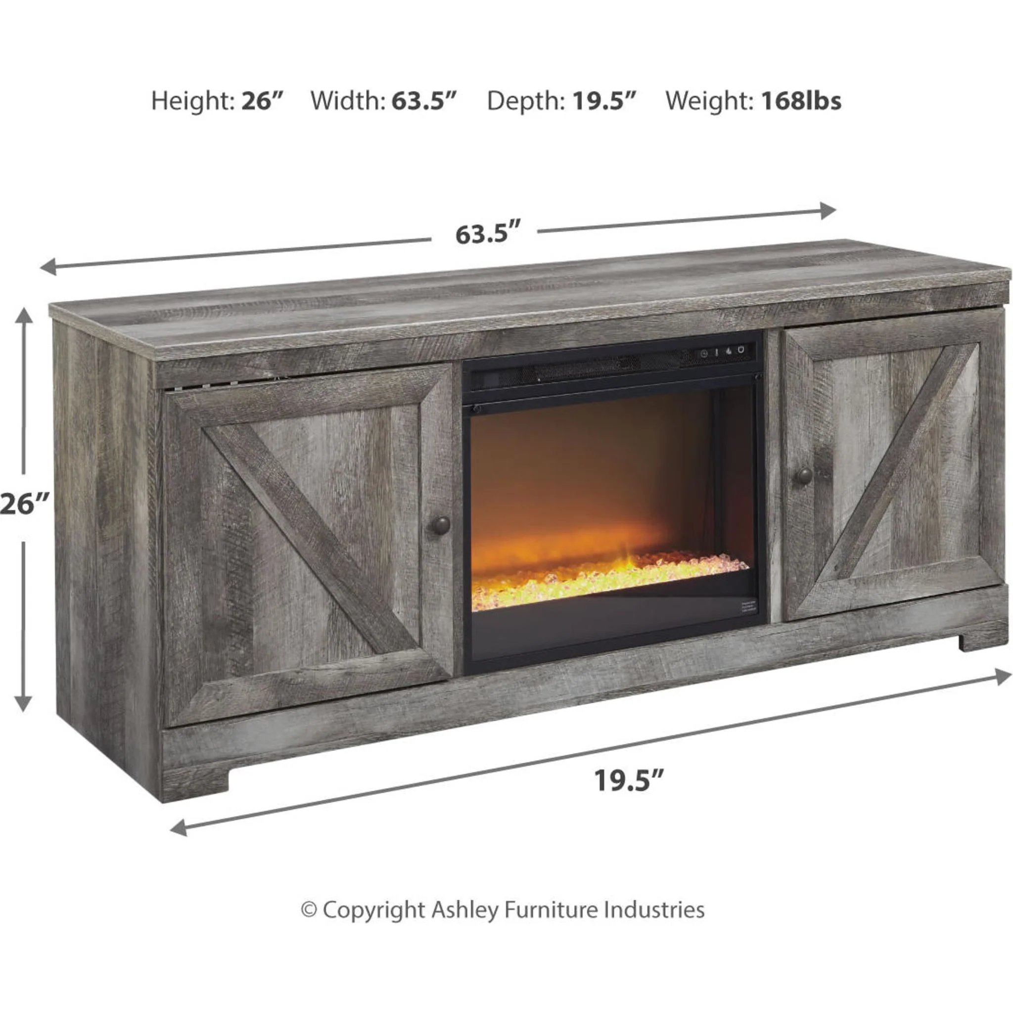 Wynnlow TV Stand with Glass Stone Fireplace - Image 14