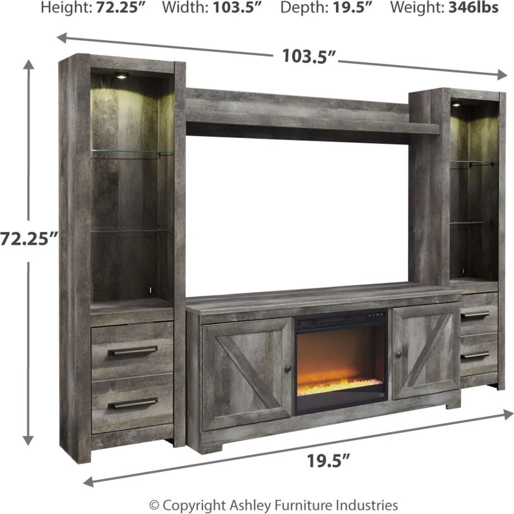 Wynnlow Wall Unit with Fireplace Insert - Image 19